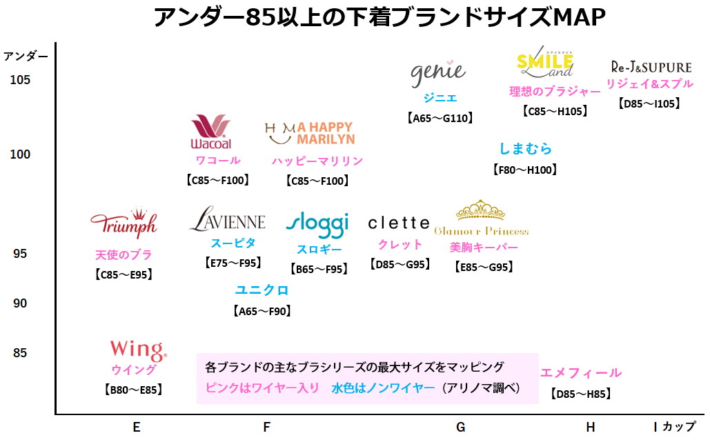 【ぽっちゃり女子必見】アンダー85以上の下着ブランドサイズMAP