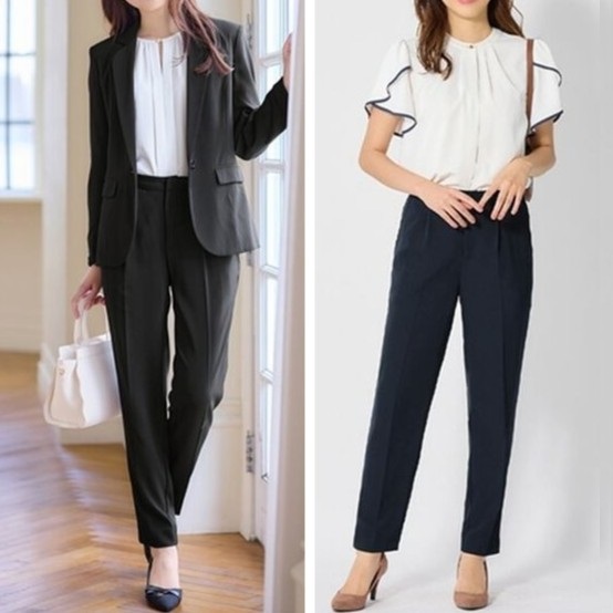 家で洗濯できるストレッチパンツスーツ