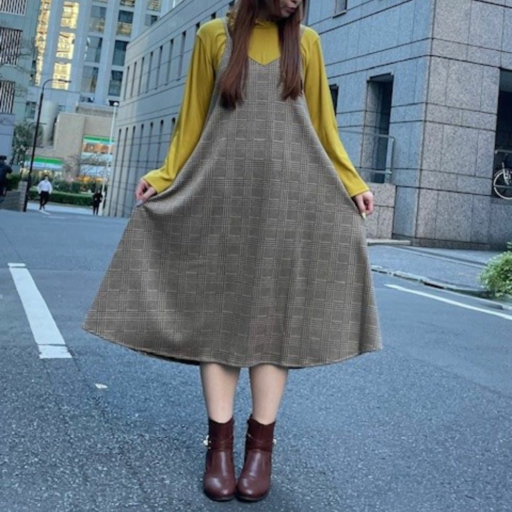 着痩せも叶う！グレンチェック×マスタードカラーでつくる旬のおめかしコーデ