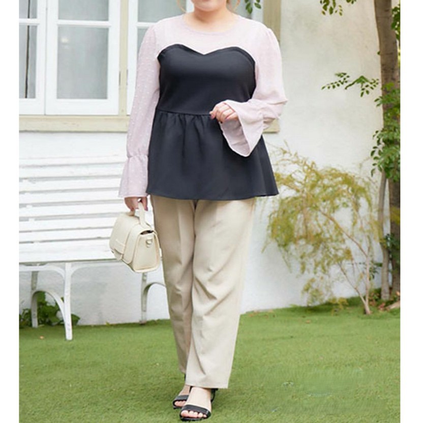 身長低めぽっちゃりさんにおすすめワイドパンツコーデは「レイヤード」