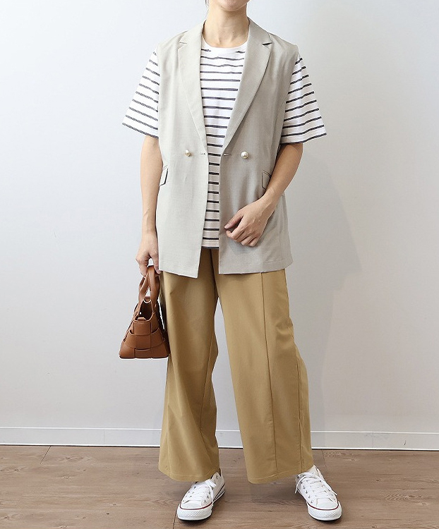 【夏～秋におすすめ！】骨格ナチュラルぽっちゃりさんにおすすめのジレコーデ、ベストコーデ
