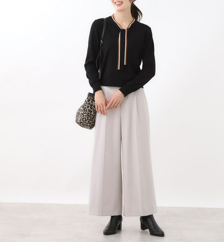 大きいサイズボウタイニットを使ったぽっちゃり帰省コーデ