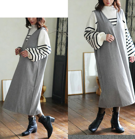 大きいサイズジャンパースカートを使ったぽっちゃり帰省コーデ