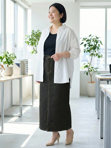 きれいめな大人のデニムスカートコーデがしたい!