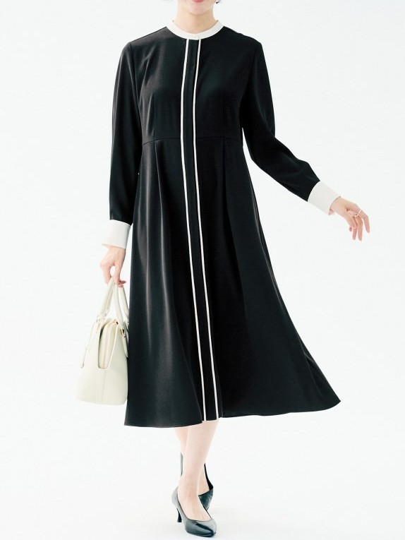 ハレの日もデイリーも！メリハリ配色で品よく魅せるバイカラーワンピ