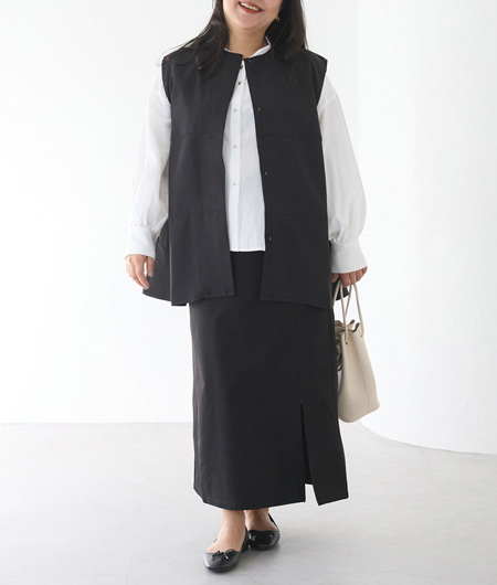 お仕事シーンにぴったり！春チュニックコーデ　ぽっちゃり春コーデ　40代・50代