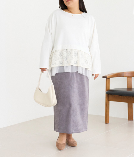 ランチ会におすすめ！春チュニックコーデ　ぽっちゃり春コーデ　40代・50代