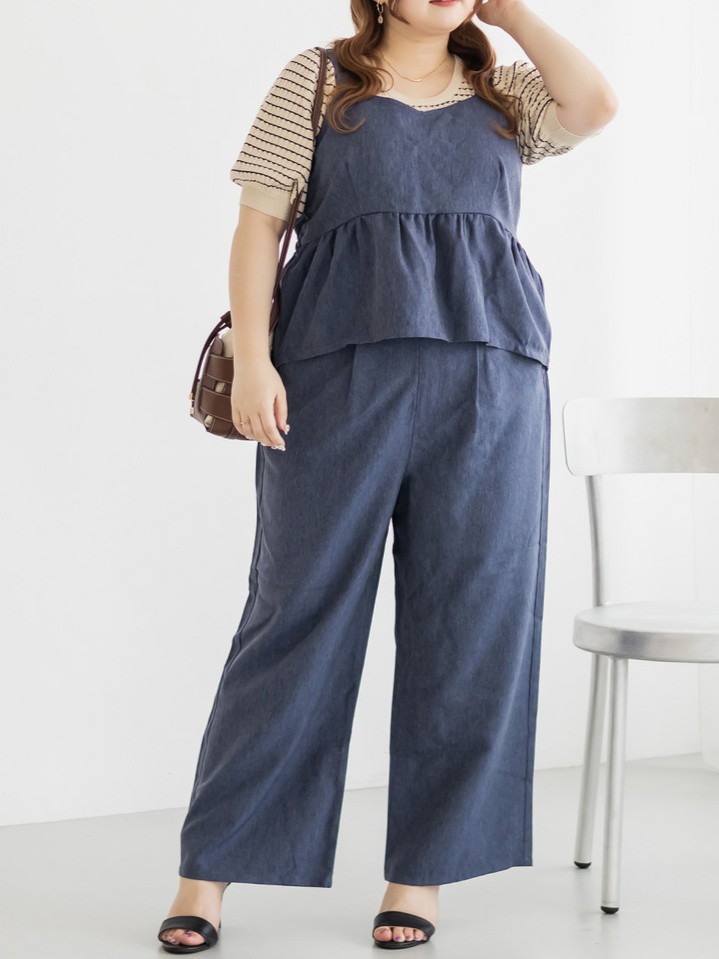 お花見デートの主役！すらり見えを叶えるフリル切り替えセットアップ