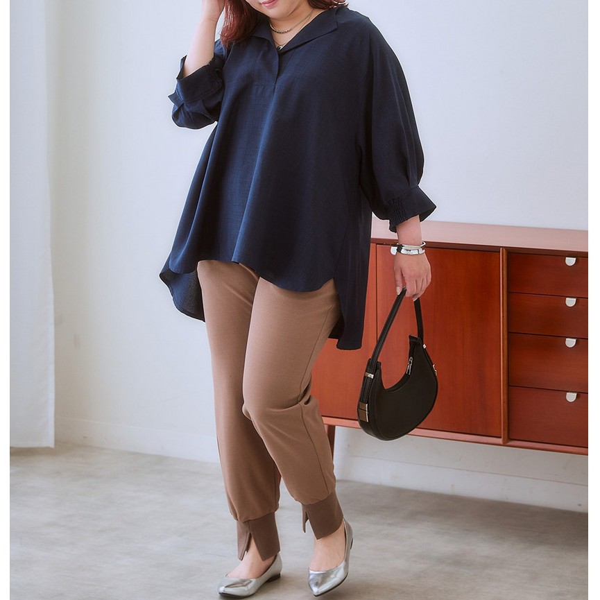 【50代・60代ぽっちゃりさんにおすすめ】ヒップまで隠れて安心!「きちんと感」と「ゆとり」を両立した前後差シャツブラウス