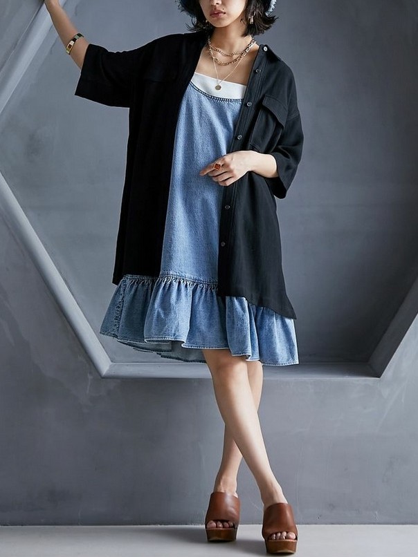 ロングワンピならコンパクトな丈感、ミニ丈ならロング丈の羽織りを選ぶ