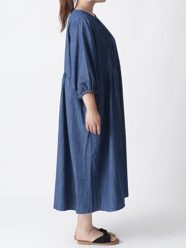 首周りスッキリ＆美シルエット！長く愛用できる王道デニムワンピ