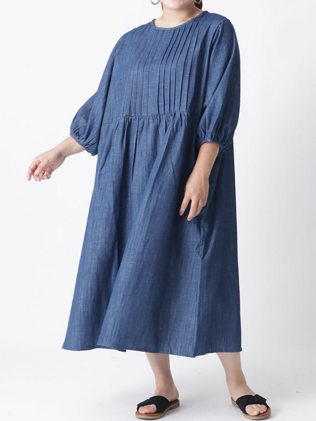 首周りスッキリ＆美シルエット！長く愛用できる王道デニムワンピ