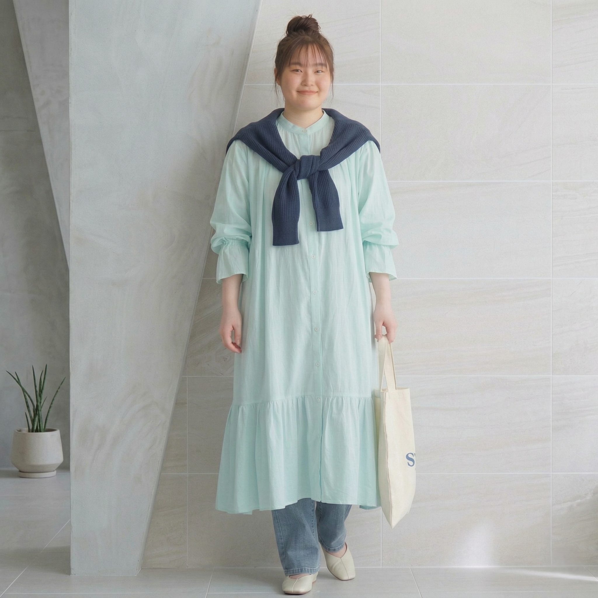 Aラインワンピの着痩せ術｜目線を上に集めてスタイルアップ！