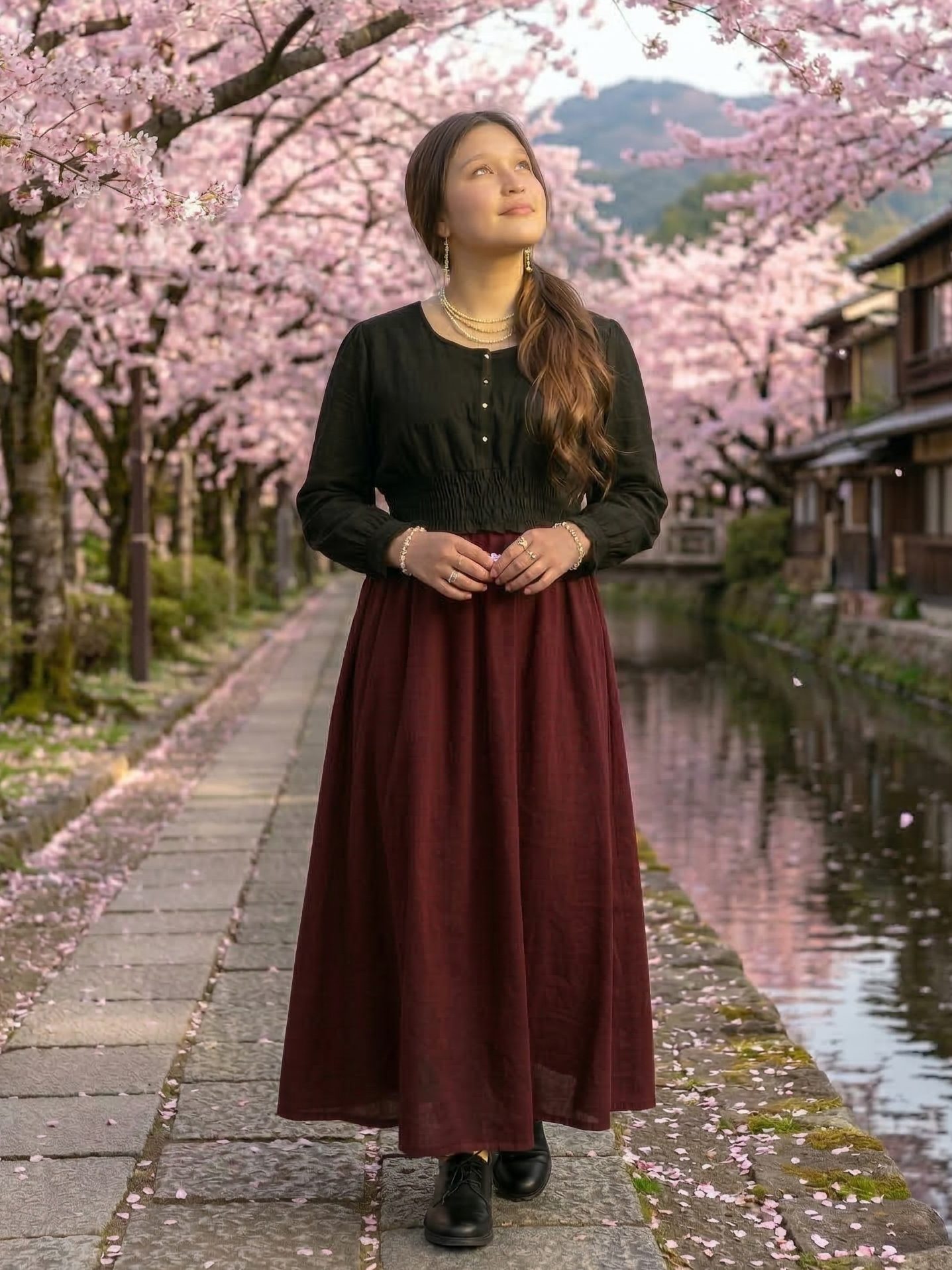 【デート・お出かけ】フラットシューズとも好相性◎バイカラーワンピで作る大人の愛されコーデ