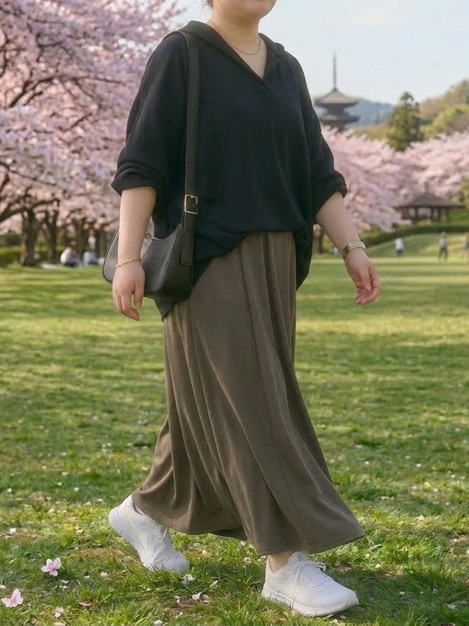 1枚でセットアップ風♪ドッキングワンピースで作る大人のカジュアルコーデ