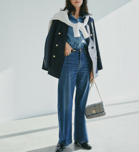 春アウターの膨張を防ぐには、引き締めカラーをプラス！ぽっちゃりさん向け注意点