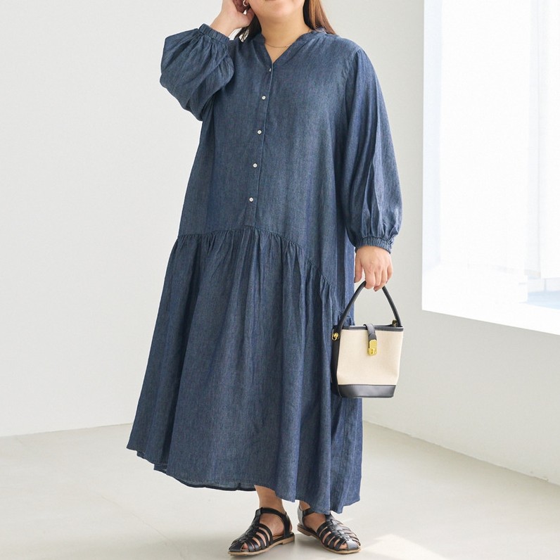 【デニムシャツワンピ】深みカラーで引き締め効果バツグン！きれいめカジュアルな大人ワンピ