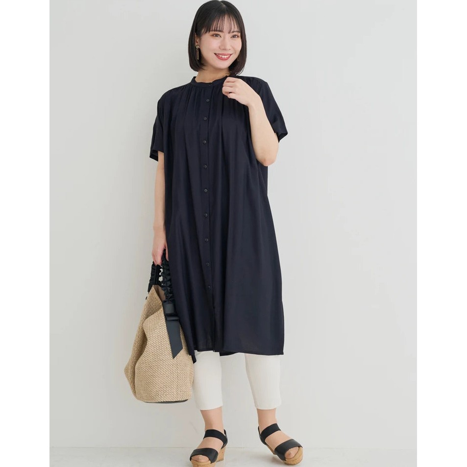 【トップスアレンジ】チュニック感覚で着こなす！トップス使いのシャツワンピで気になる腰周りを徹底カバー