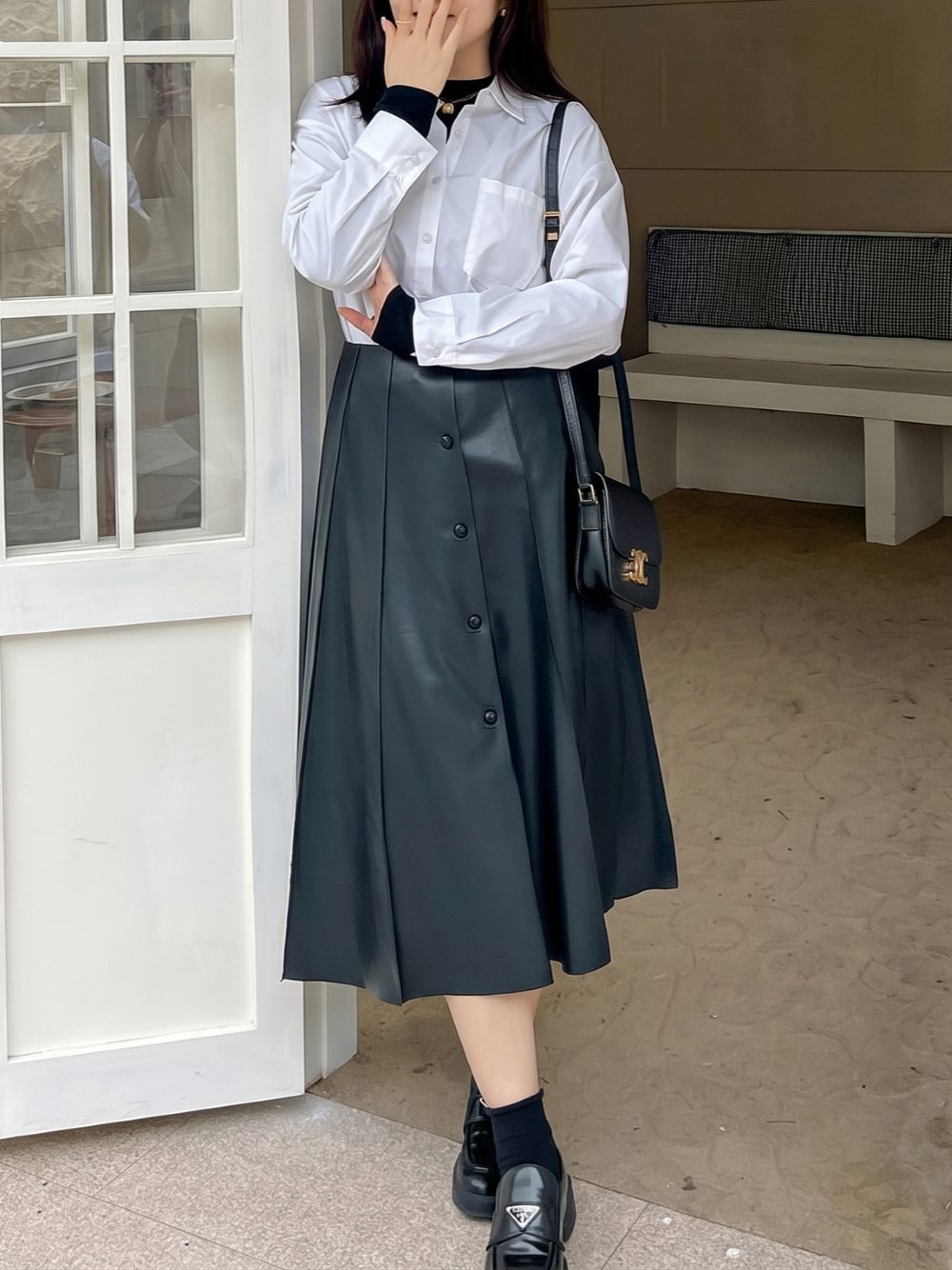 身長低めぽっちゃりさんはミモレ丈スカートで足くび見せコーデ！