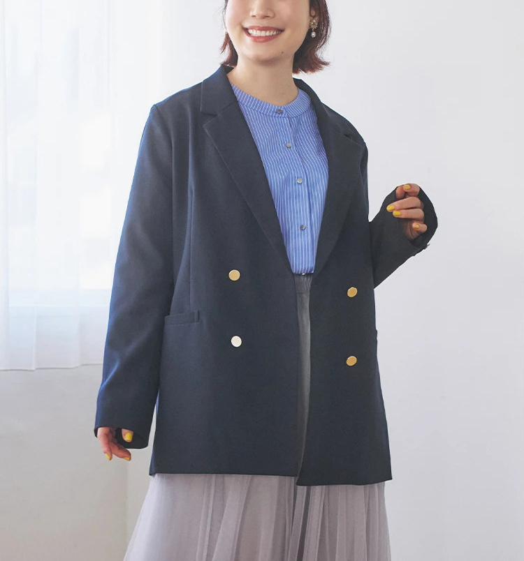 Wテーラードジャケット　骨格ストレートぽっちゃりさんにおすすめ