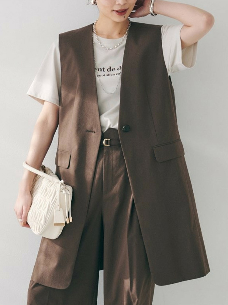 ミラー混カラーレスジレ