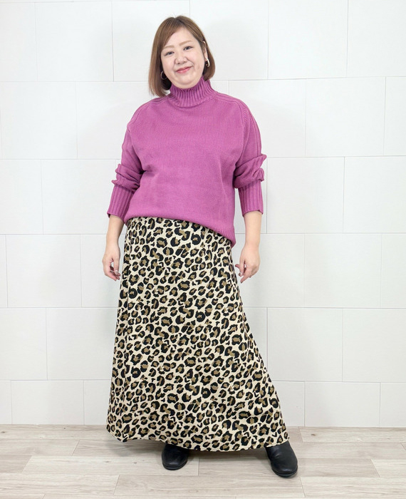 大きいサイズレオパード柄ぽっちゃりコーディネート