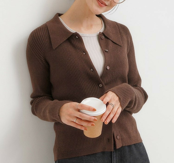 襟付きリブニット