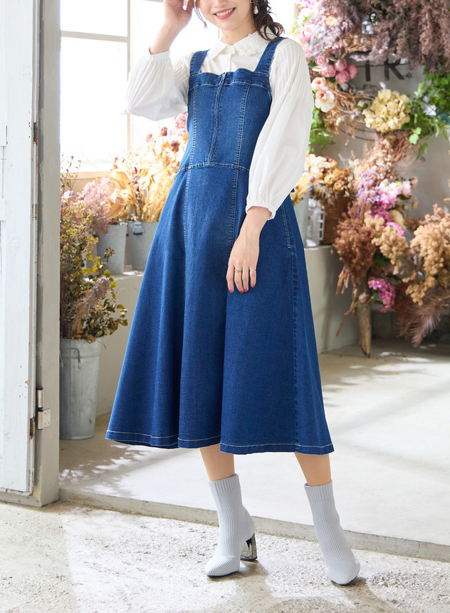 フレアデニムジャンパースカート