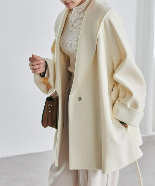 大きいサイズ脱ぎやすい薄手のアウターを使ったぽっちゃりコーディネイト　暑がりさんの冬コーデ術④