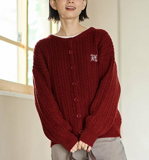 ミニケーブル柄ニットカーディガン