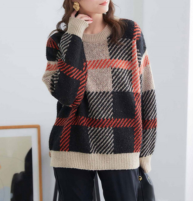配色ジャガードオーバーサイズニット