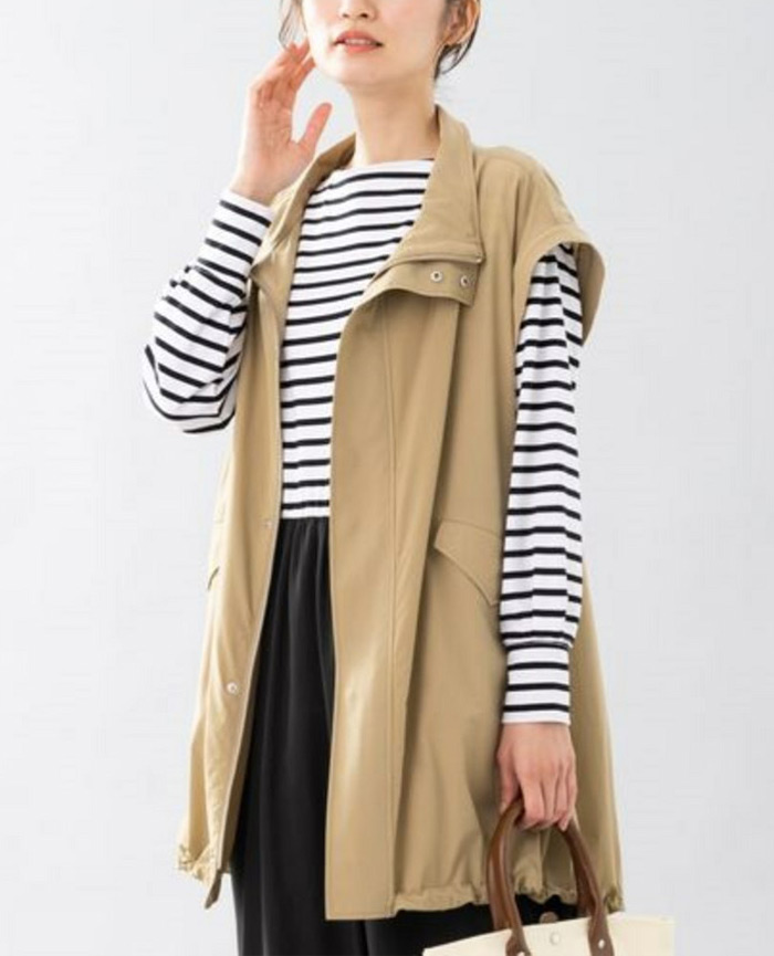 大きいサイズ脱ぎやすい薄手のアウターを使ったコーディネイト