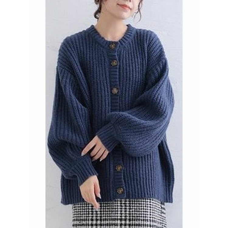 ざっくりローゲージクルーカーディガン